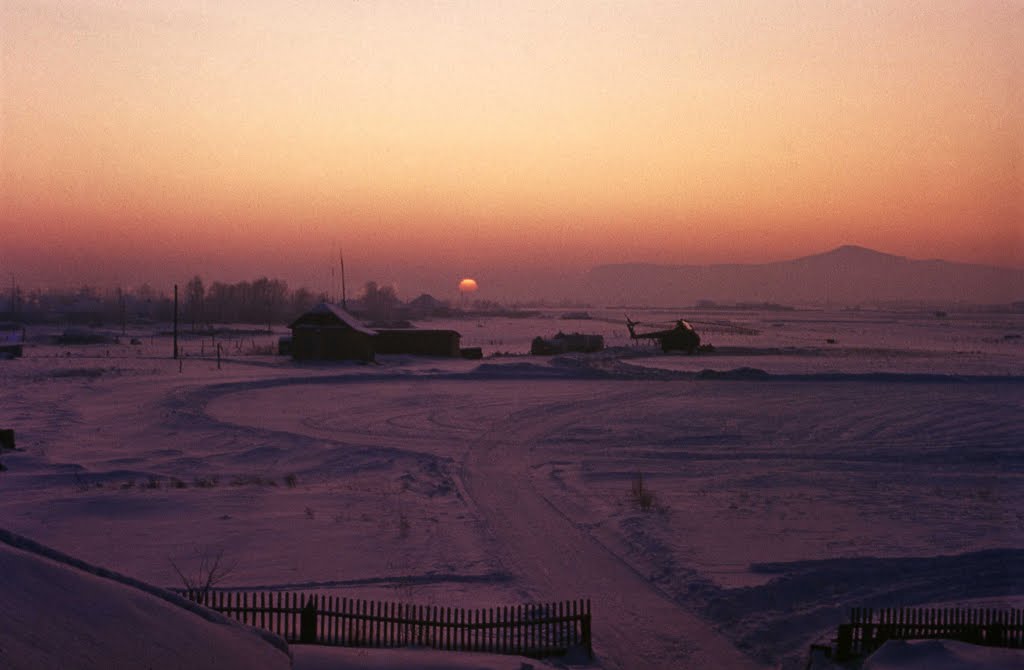 Airport Kuragino, sunset,1982y, Белый Яр