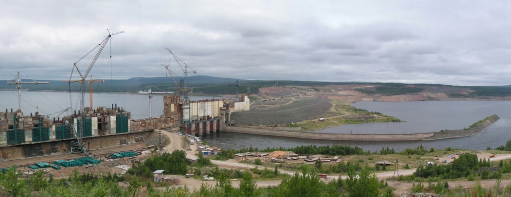 The river Angara.  Construction of the Boguchansk HYDRO POWER PLANT. 2009г., Кежма