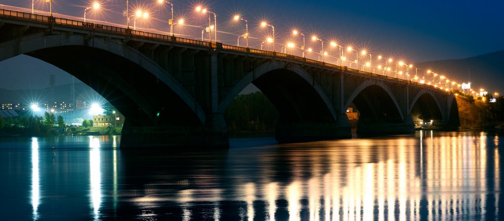 Коммунальный мост. Ночной вид. На юго-запад., Красноярск