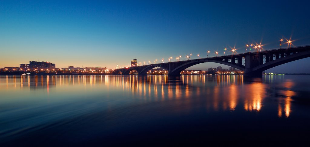 Вечерний вид на Коммунальный мост. На север., Красноярск