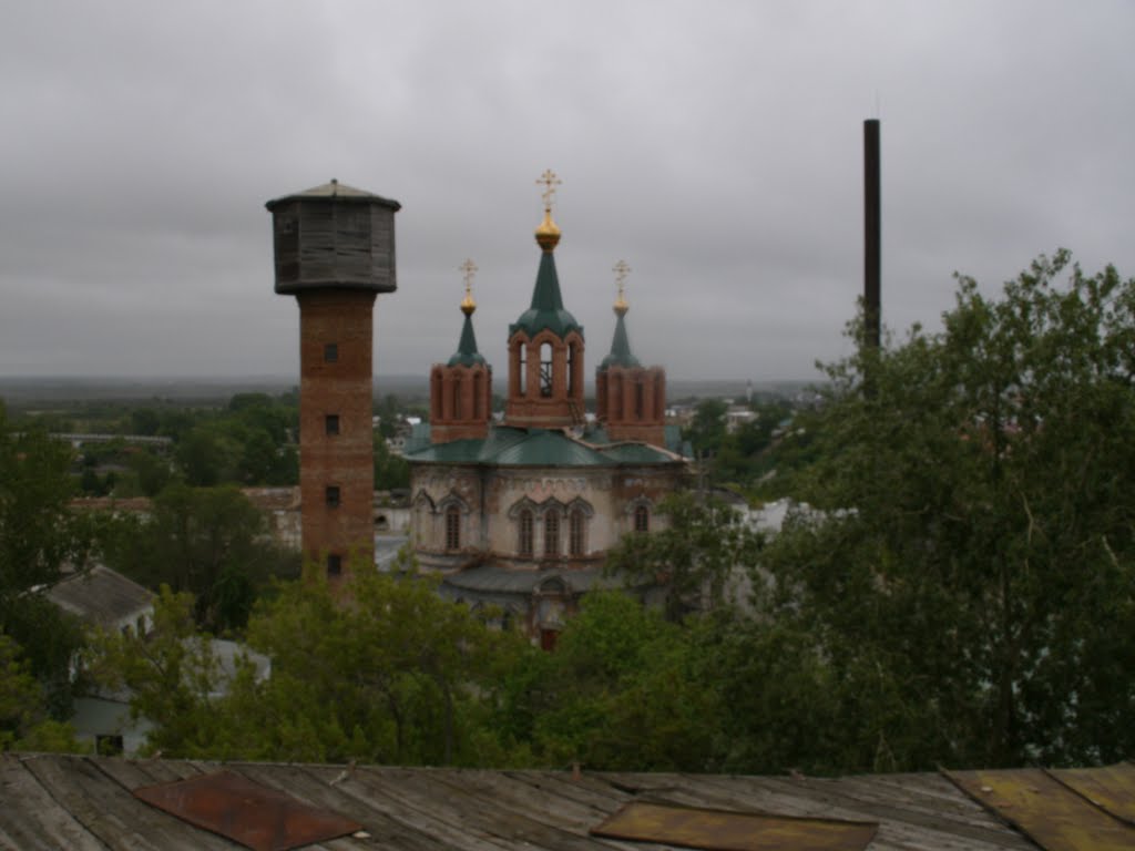 Вид на новый храм с крыши старого, Далматово