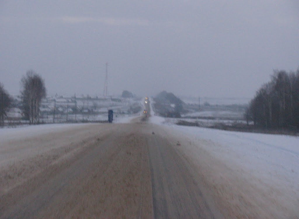 Трасса М5 вдоль Атюрьево, зима, Атюрьево