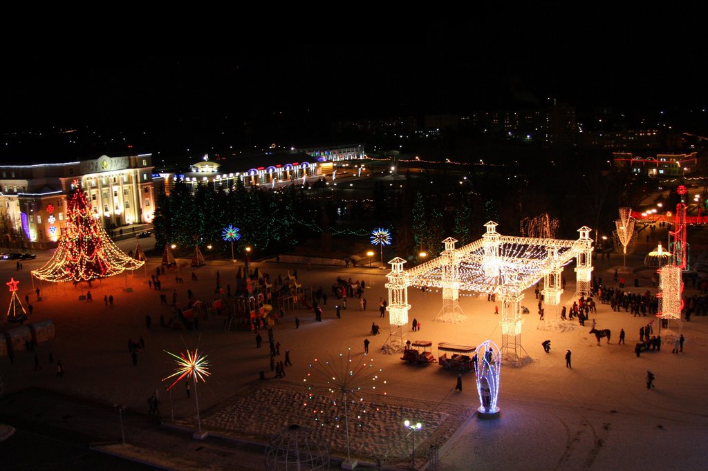 Saransk, Holiday illumination of Soviet square, Саранск