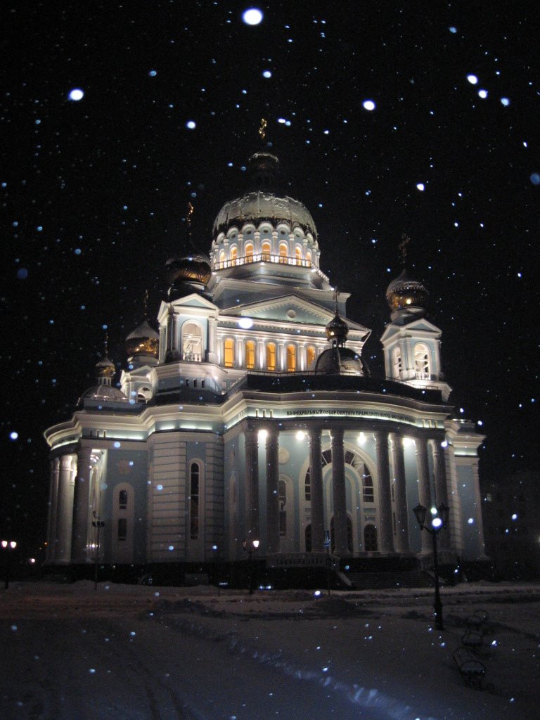 Saransk. St.Fedor Ushakov Cathedral at night, Саранск