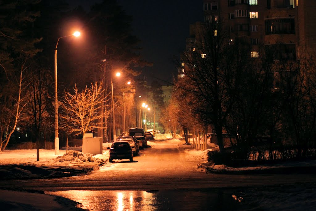Центральный проезд ночью, Протвино