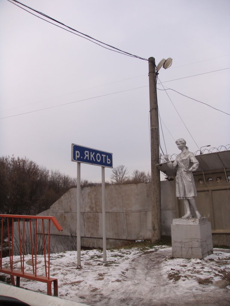 Памятник "аэрогитаристке" у р.Якоть, Вербилки