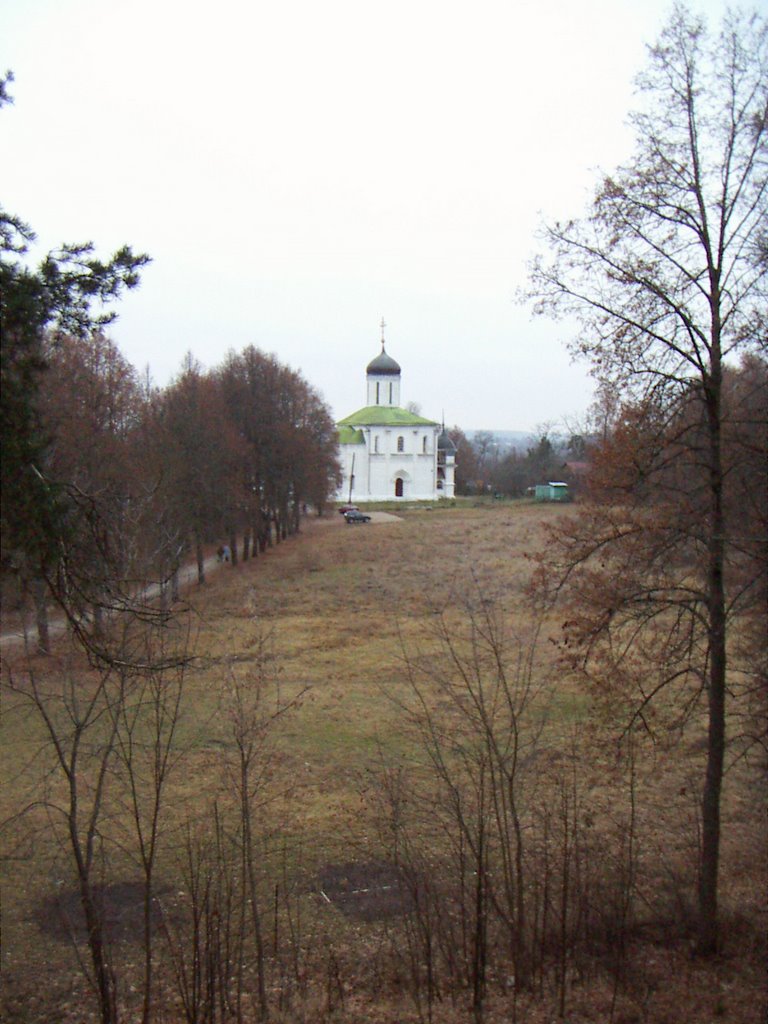 Assumption Cathedral, view from a distant wall of the ancient Zvenigorod settlement, Звенигород