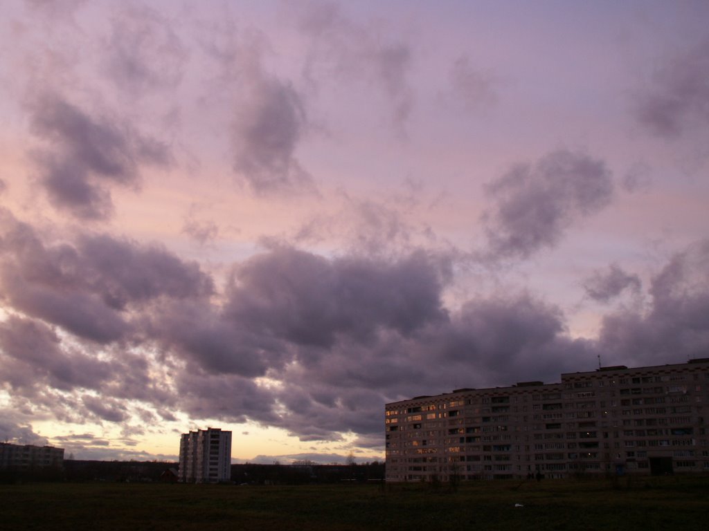 Sunset sky in Krasnozavodsk, Краснозаводск