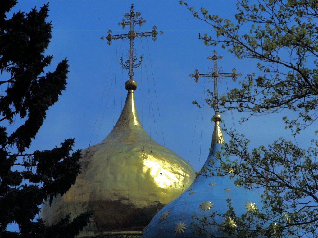 cúpulas bizantinas en la iglesia de la Asuncion en Zagorsk-1987, Сергиев Посад