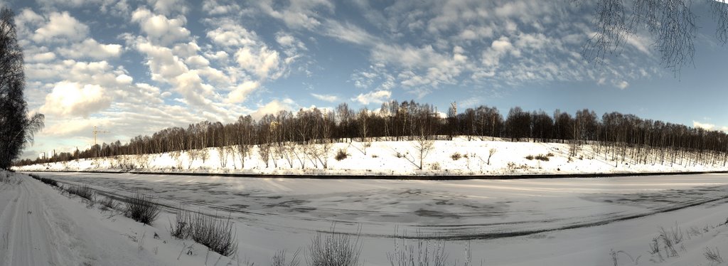Winter panorama of Moscow Channel (HDR), Старбеево