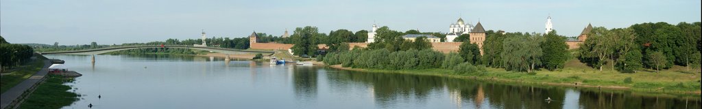 панорама Новгорода с моста Александра Невского, Новгород