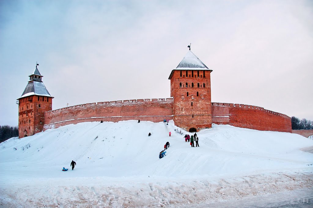 Великий Новгород. Стены Кремля зимой, Новгород