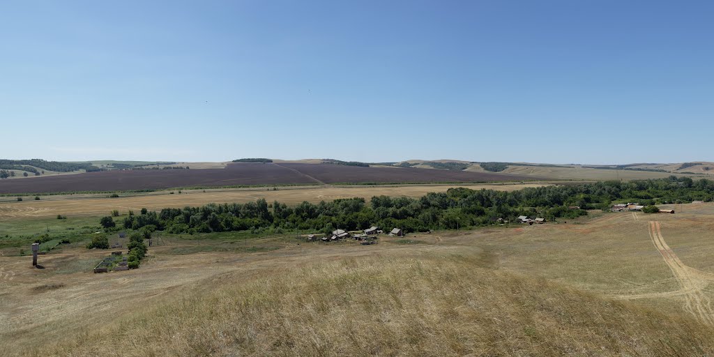 Вид с холма на село Пустошь-Адамовка (Эра), Переволоцкий