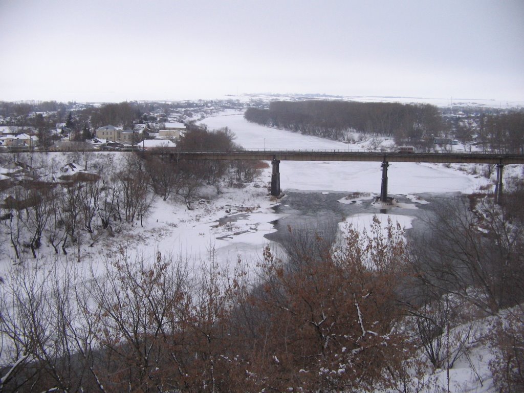 Мост через р. Сосна, вид со смотровой площадки, Ливны