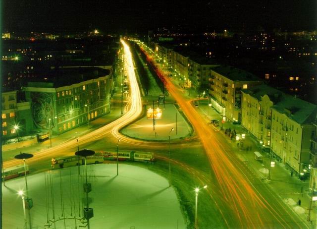 Клмсомольская площадь ночью (вид с Башни смерти) - Komsomolskaya square at night (View from Tower of Death), Пермь