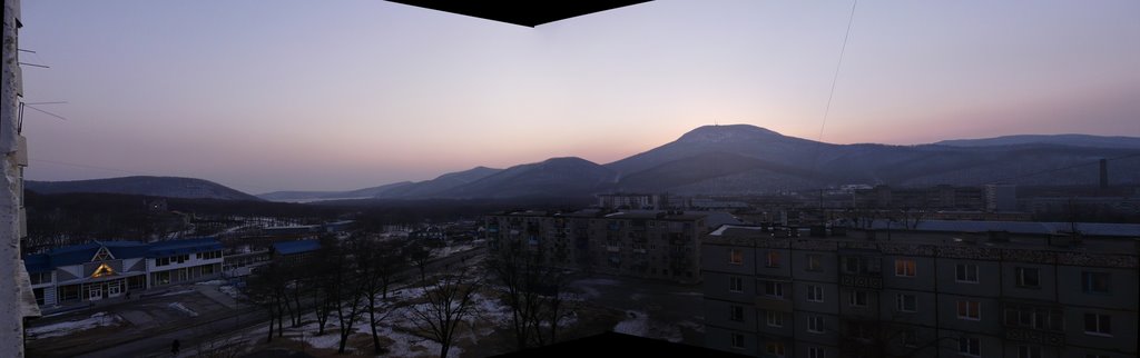 из окна постникова 2а (панорама). февраль 2009, Фокино