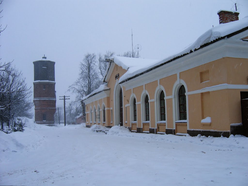 Вокзал Невель II зимой., Невель