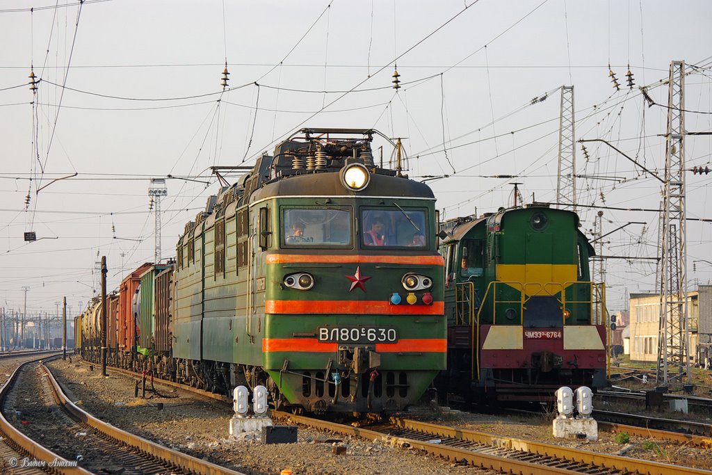 Electric locomotive VL80S-630 with train, Батайск