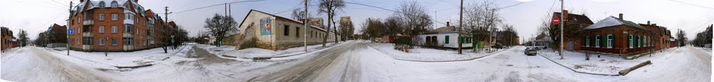 Круговая панорама пересечения Первого Крепостного переулка и переулка Полуротного, Таганрог