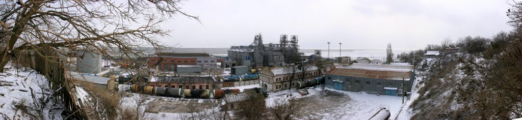 Панорама ТСРЗ с обрыва Обрывного переулка., Таганрог