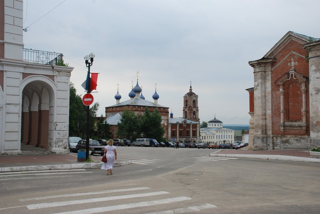 Касимов. Вид части торговой площади с Успенской церковью., Касимов