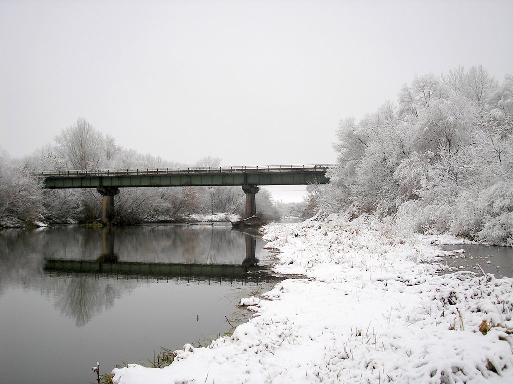 Первый снег. Мост через реку Б.Кинель., Похвистнево