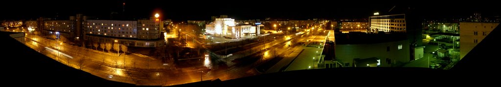 Ночная панорама ул. Ленина, Кириши