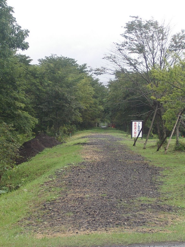 Mark on railway track of JNR Shibetsu line,Bekkai town　旧国鉄標津線線路跡（北海道別海町）, Южно-Курильск