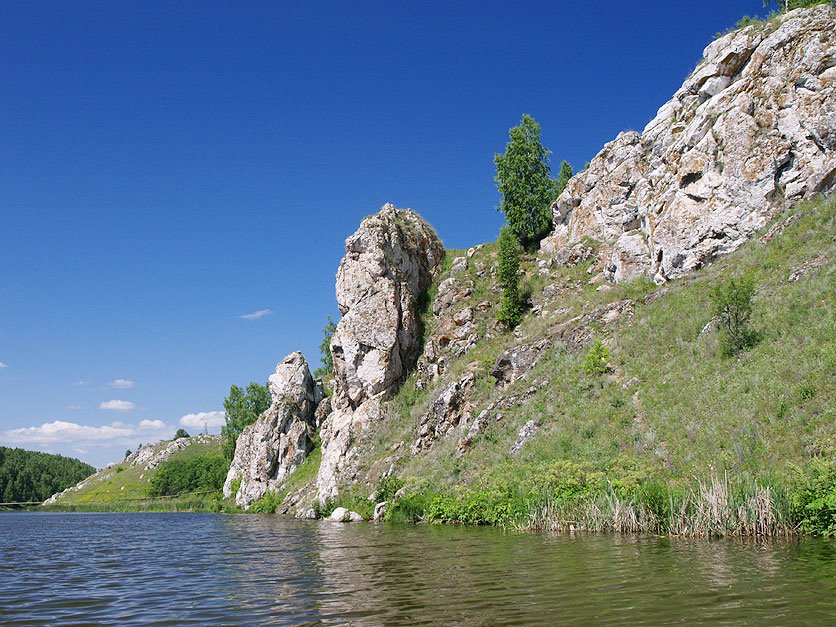 река Исеть, навесной мост, Каменск-Уральский