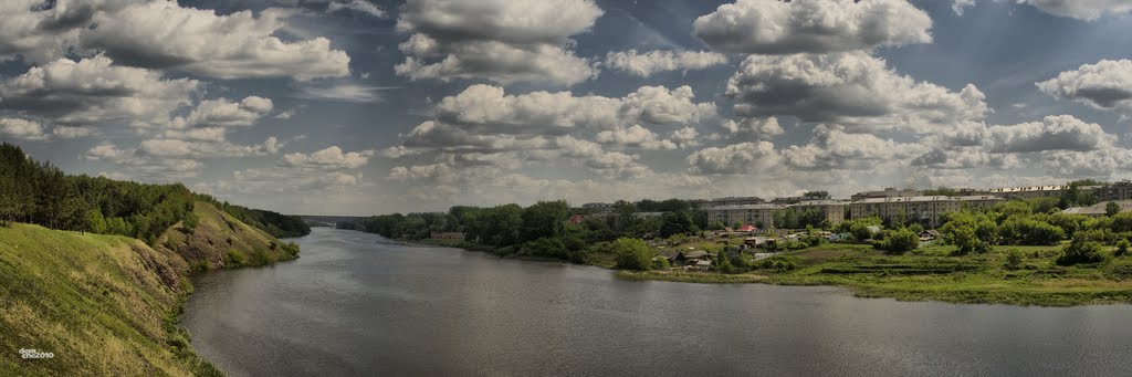 Вид с левого берега Исети на железнодорожный мост, Каменск-Уральский