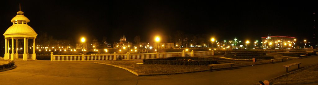 Панорама ночного Владикавказа на набережной Терека, Владикавказ