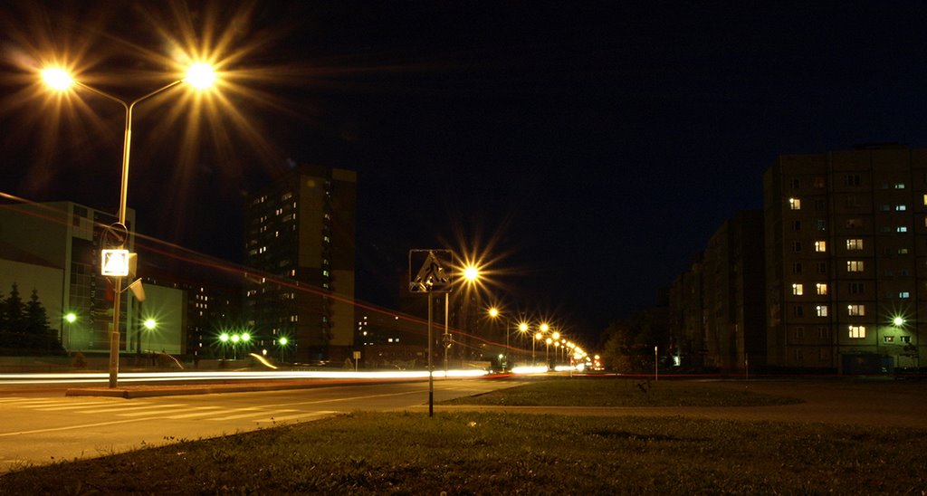 Ночной "проспект"_вид от кольца, Десногорск