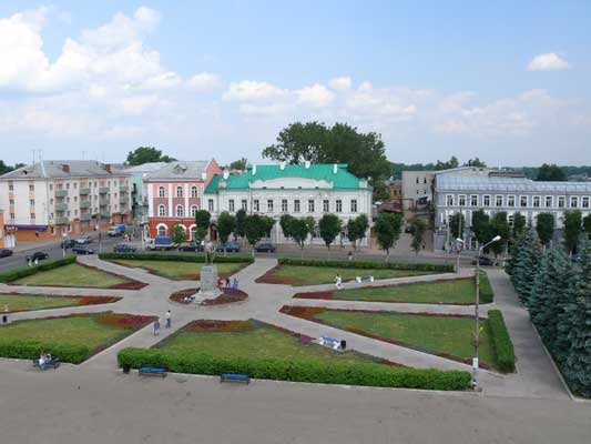 Центральная площадь с высоты Дворца Культуры, Рославль