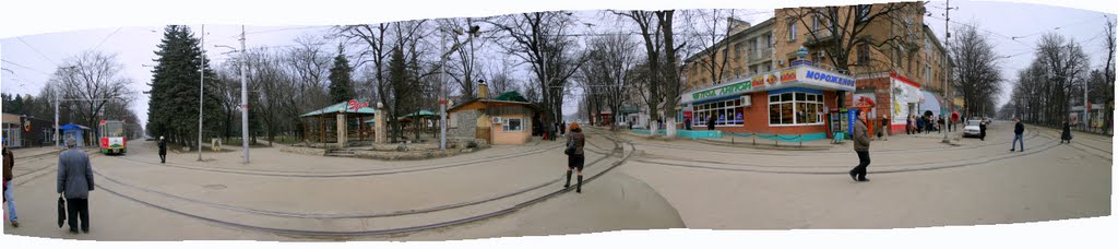 Панорама развязки трамвайных путей., Пятигорск
