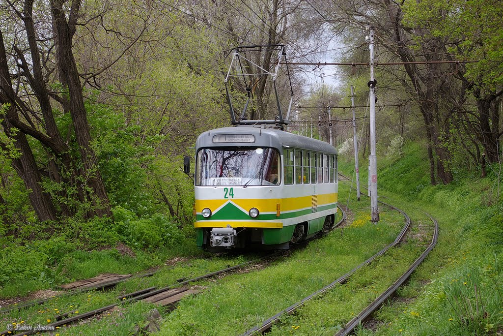The tram "Tatra T4D" in Pyatigorsk, Пятигорск