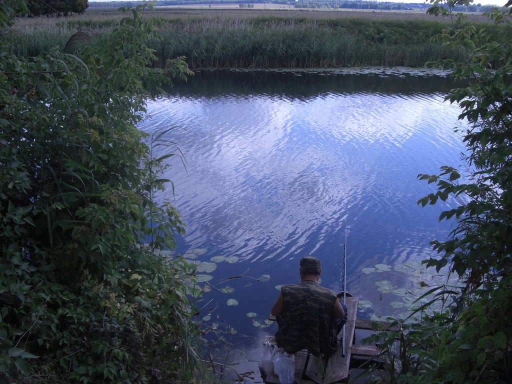 г. Жердевка река САВАЛА рыбак на своём рыбацком месте (август 2009 г.), Жердевка