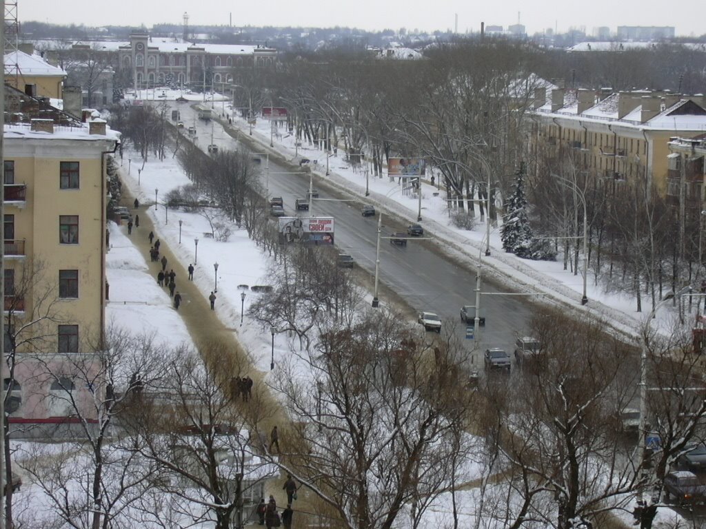 Vista of railway station. International street. February. (Улица Интернациональная. Вид на вокзал)., Тамбов