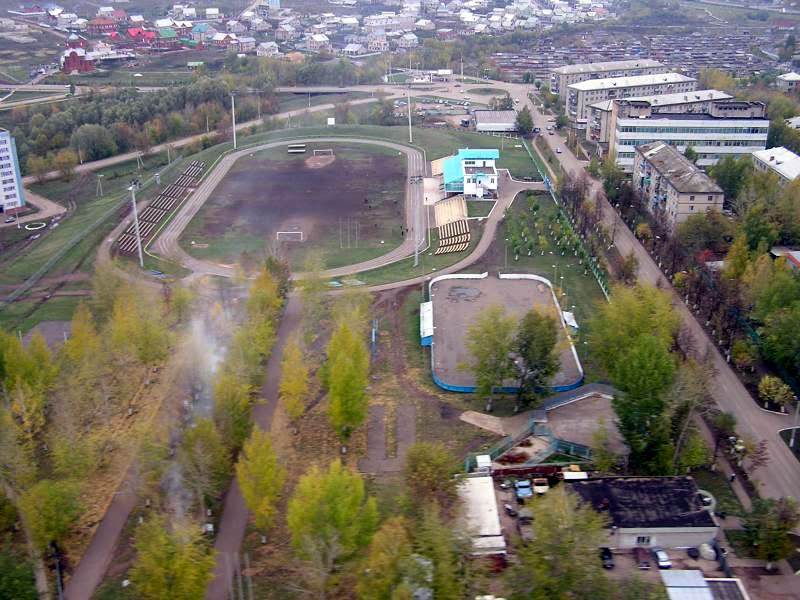 Вид на стадион с вертолёта, Заинск