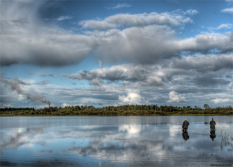 Рыбаки на озере Школьное, Белоярский