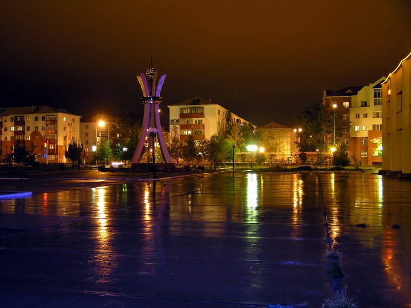 вид на ночной город, Белоярский
