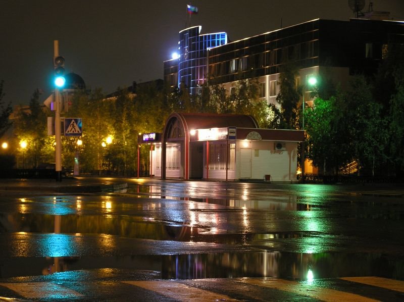 вид на ночной город, Белоярский
