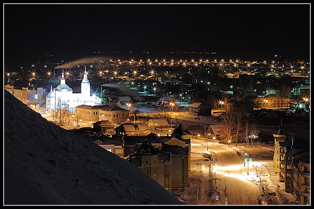 Tobolsk. Lower town by night, Тобольск