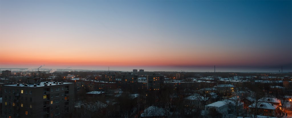 Панорама города на закате, Глазов