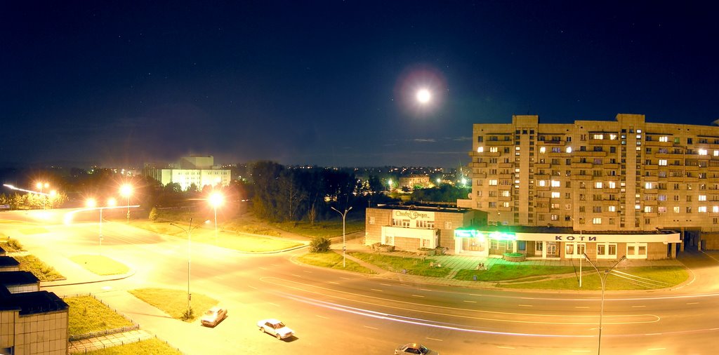 Ночной город Комсомольск-на-Амуре, пр. Первостроителей, Комсомольск-на-Амуре