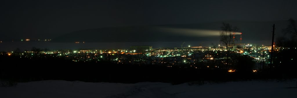 ночной вид города со Свидеры, Николаевск-на-Амуре