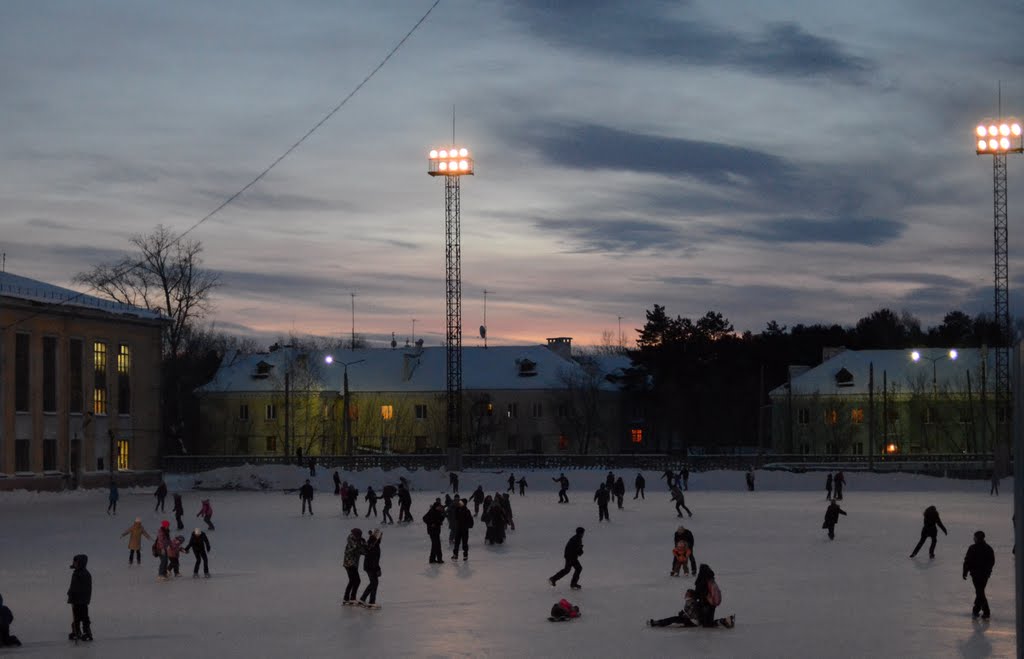 winter evening on the ice, Озерск