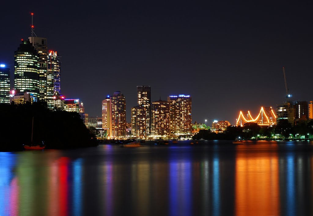 Brisbane City Riverside by Night HDR, Брисбен