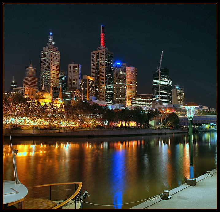 Melbournes CBD at night, Мельбурн