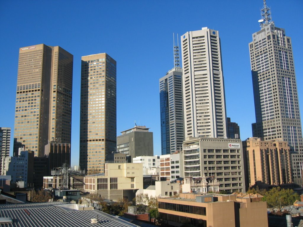 Melbourne skyline (day) from City Limits Hotel, Мельбурн