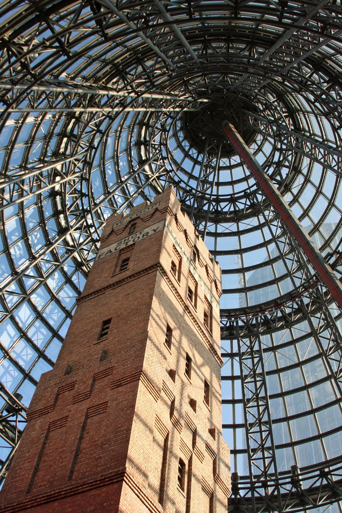 Coops Shot Tower encased by the Melbourne Central cone, Мельбурн